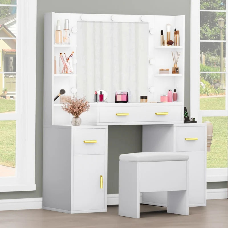 Meuble-lavabo Moasis avec prises intégrées et miroir éclairé - 55,1 cm H x 43,3 cm P x 15,74 cm l-3