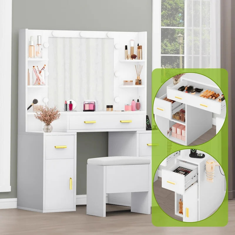 Meuble-lavabo Moasis avec prises intégrées et miroir éclairé - 55,1 cm H x 43,3 cm P x 15,74 cm l-4