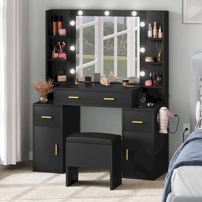 Meuble-lavabo Moasis avec prises intégrées et miroir éclairé - 55,1 cm H x 43,3 cm P x 15,74 cm l-9