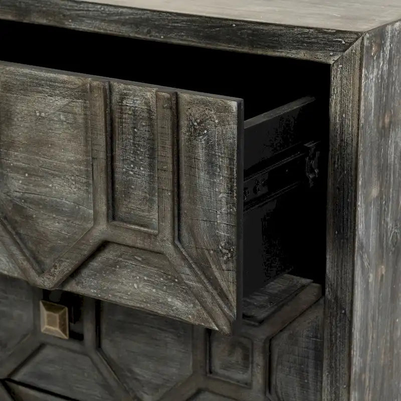 Meuble d'appoint Genevieve I en placage de sapin gris avec structure en fer et 3 tiroirs - 39,0 L x 15,7 l x 30,9 H-8
