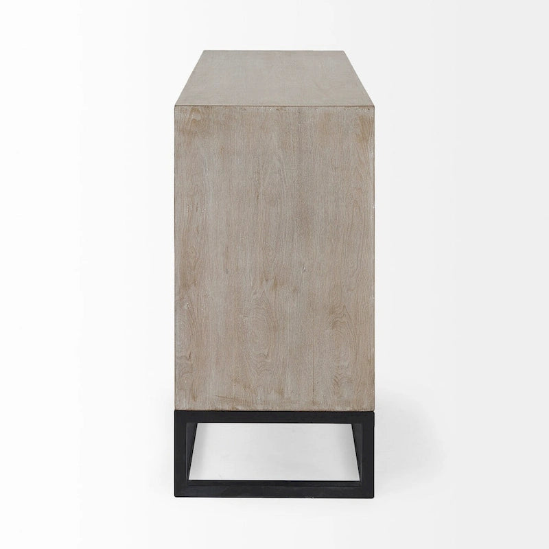 Meuble d'appoint Genevieve I en placage de sapin gris avec structure en fer et 3 tiroirs - 39,0 L x 15,7 l x 30,9 H-16