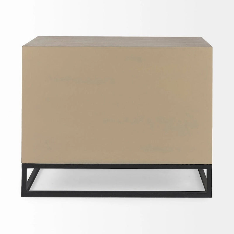 Meuble d'appoint Genevieve I en placage de sapin gris avec structure en fer et 3 tiroirs - 39,0 L x 15,7 l x 30,9 H-17