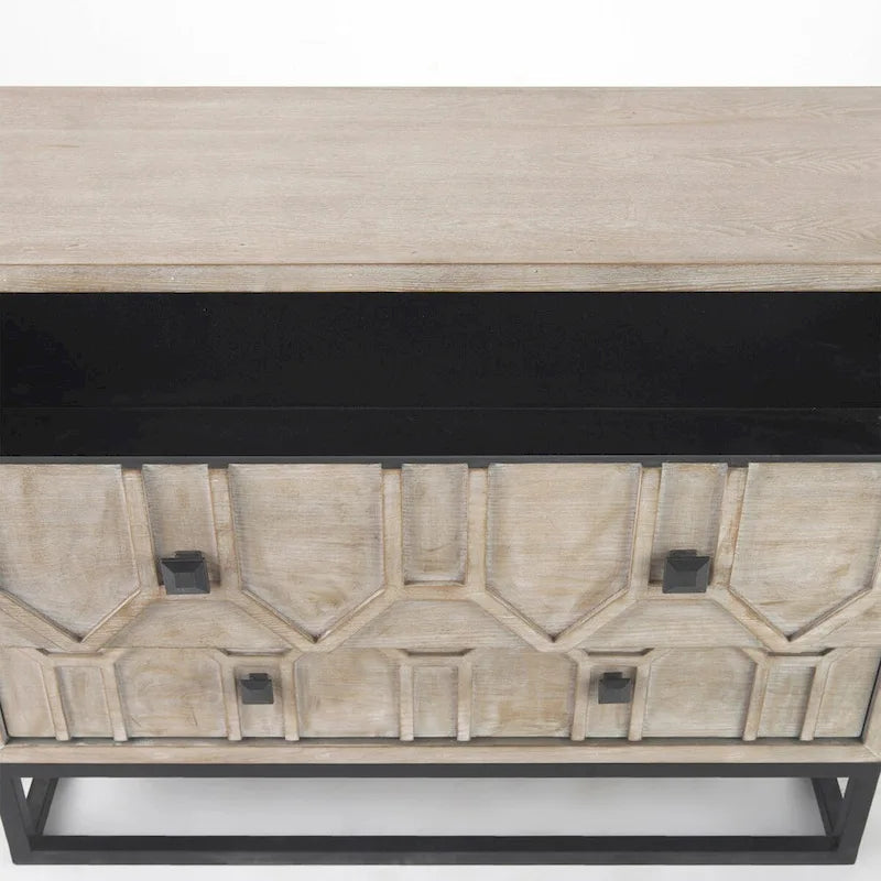 Meuble d'appoint Genevieve I en placage de sapin gris avec structure en fer et 3 tiroirs - 39,0 L x 15,7 l x 30,9 H-21