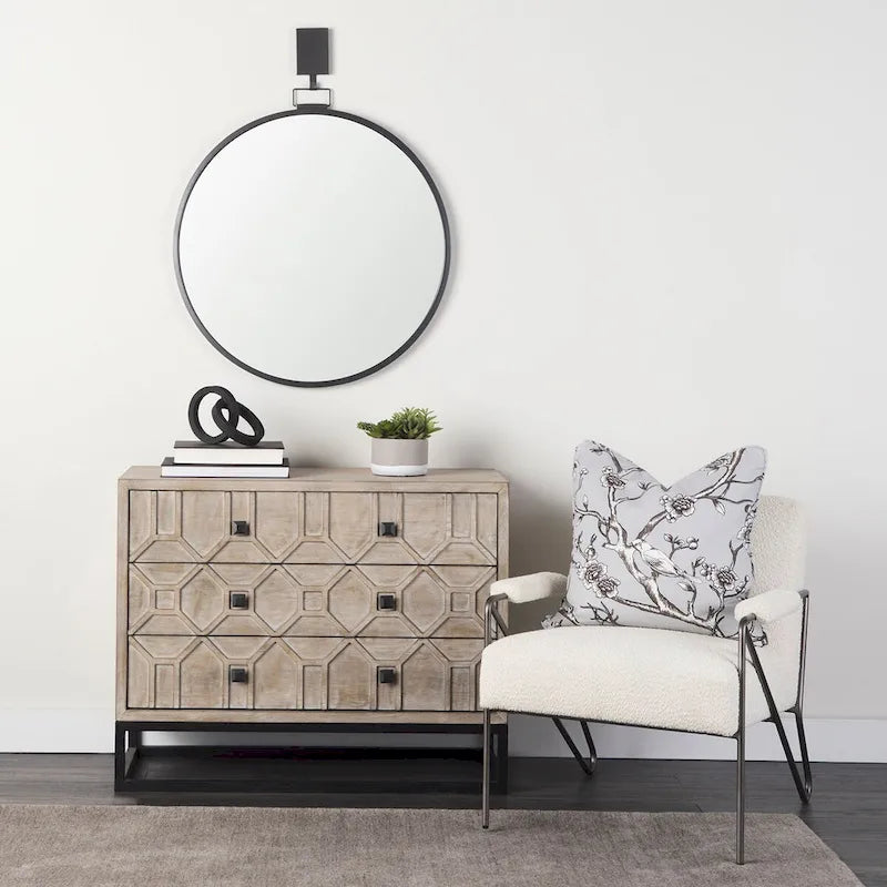 Meuble d'appoint Genevieve I en placage de sapin gris avec structure en fer et 3 tiroirs - 39,0 L x 15,7 l x 30,9 H-24