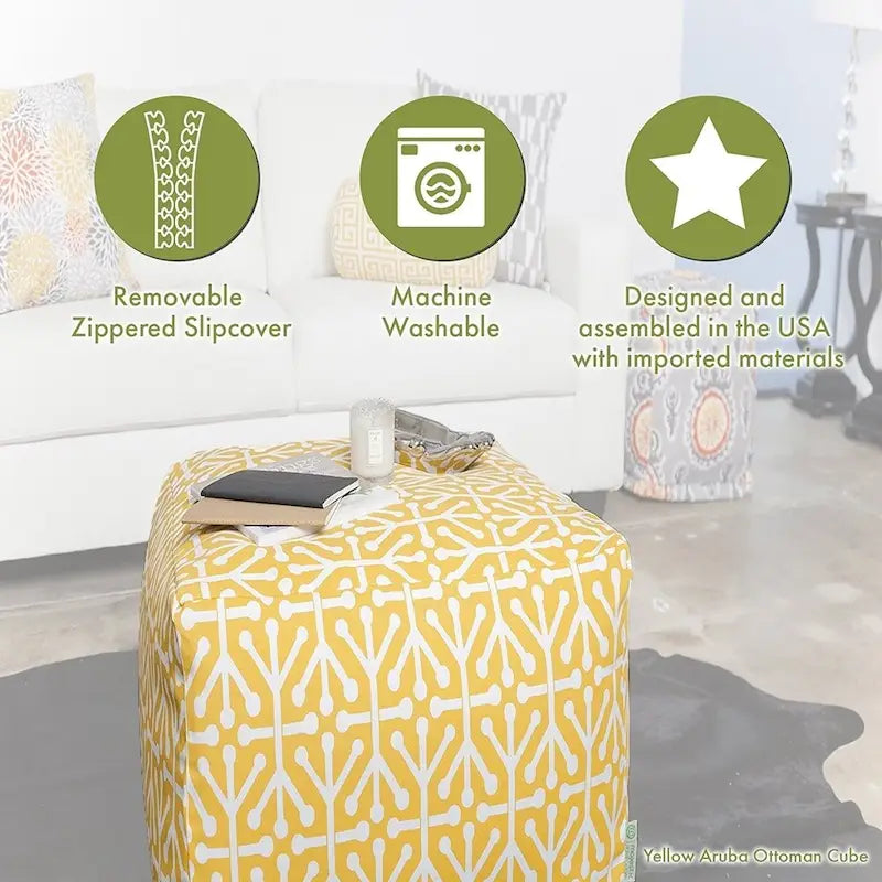 Pouf cube ottoman d'intérieur Ellie de Majestic Home Goods-3