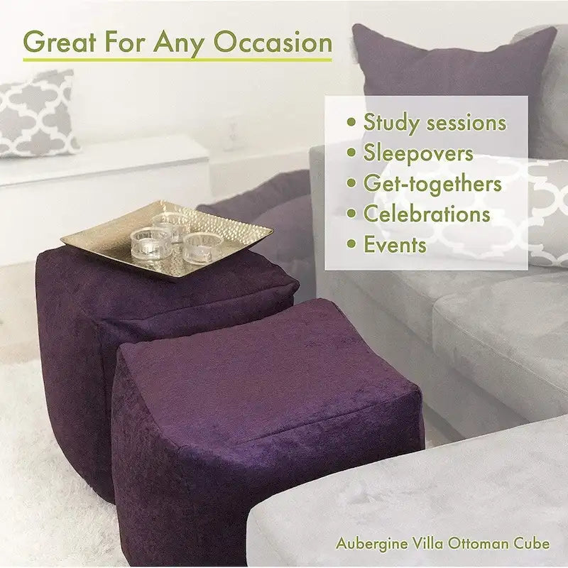 Pouf cube ottoman d'intérieur Ellie de Majestic Home Goods-4
