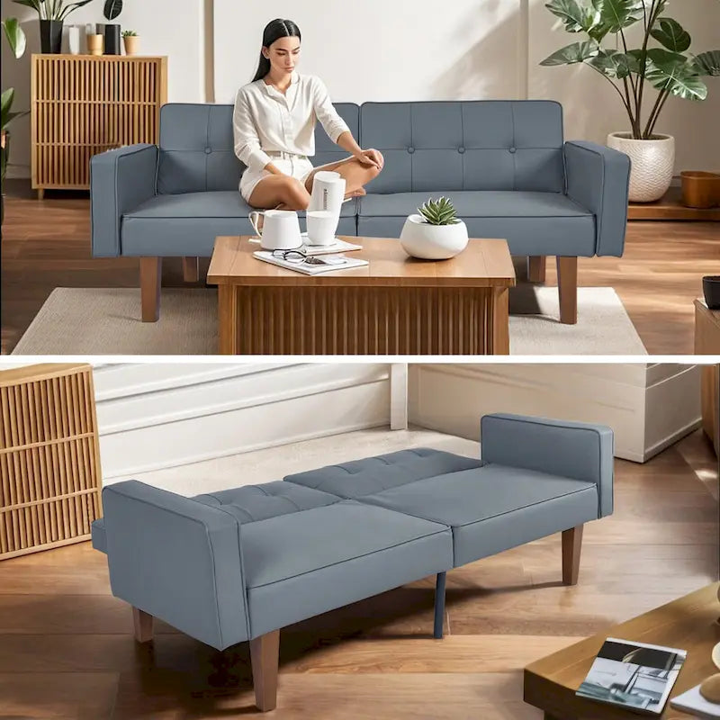 Canapé-lit futon, canapé-lit futon convertible, canapé-lit deux places, méridienne pour salon, appartement, bureau-34