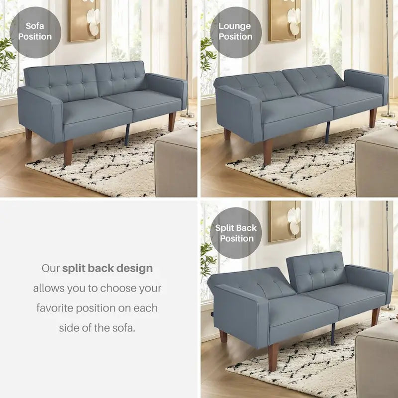 Canapé-lit futon, canapé-lit futon convertible, canapé-lit deux places, méridienne pour salon, appartement, bureau-36