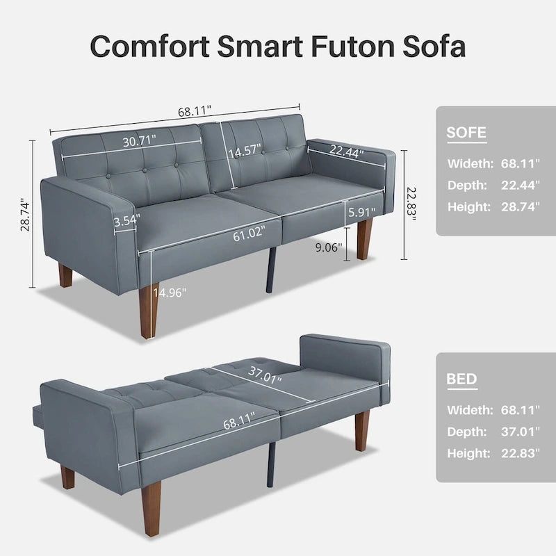 Canapé-lit futon, canapé-lit futon convertible, canapé-lit deux places, méridienne pour salon, appartement, bureau-38