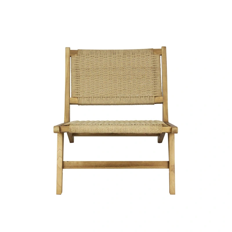 Fauteuil lounge Hartley Mid-Century Modern en bois et jonc de mer tressé, sans accoudoirs, naturel, par JONATHAN Y-10