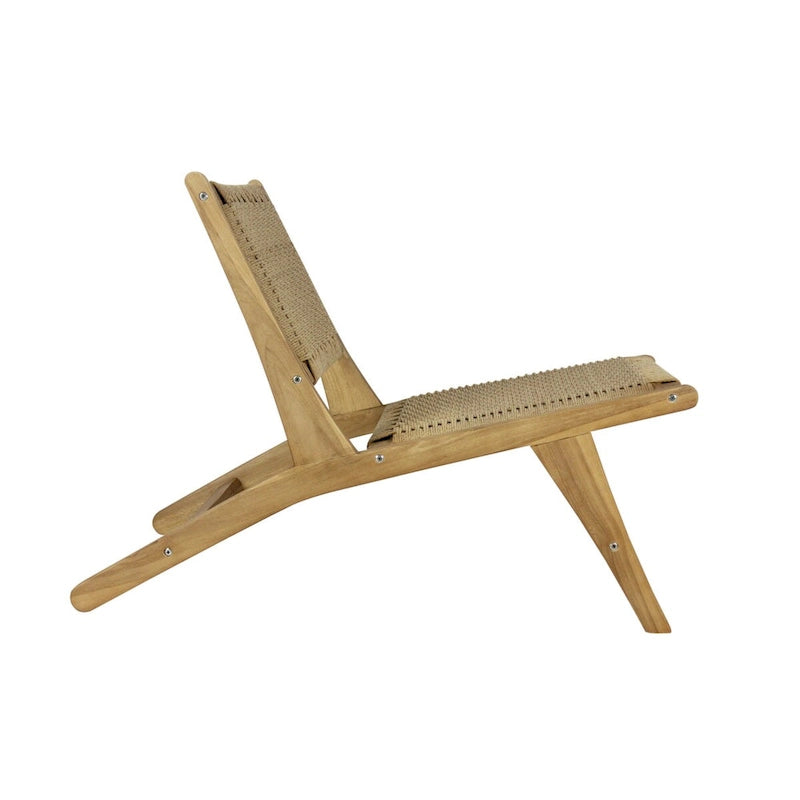 Fauteuil lounge Hartley Mid-Century Modern en bois et jonc de mer tressé, sans accoudoirs, naturel, par JONATHAN Y-6