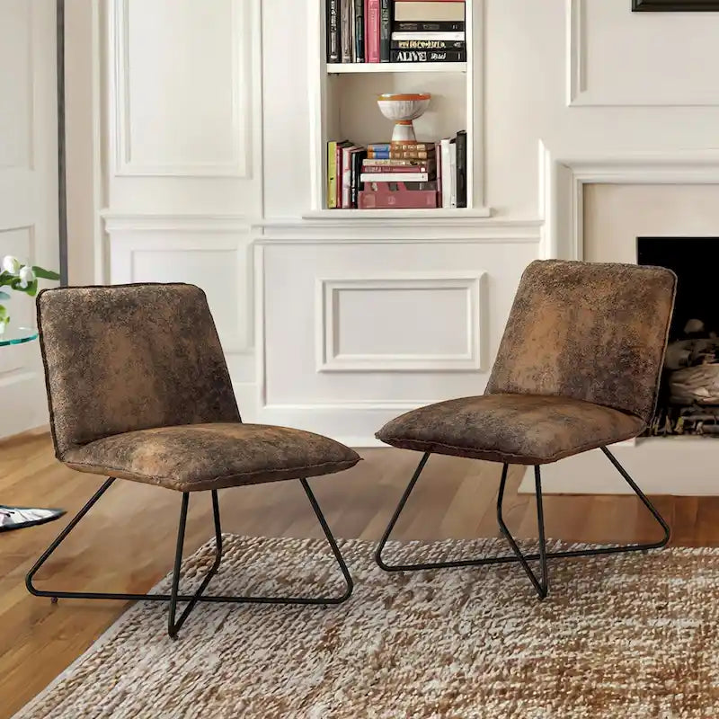 Fauteuil d'appoint style milieu du siècle en similicuir avec dossier réglable, lot de 2 - 80 cm (H) x 56 cm (L) x 60 cm (P)-36