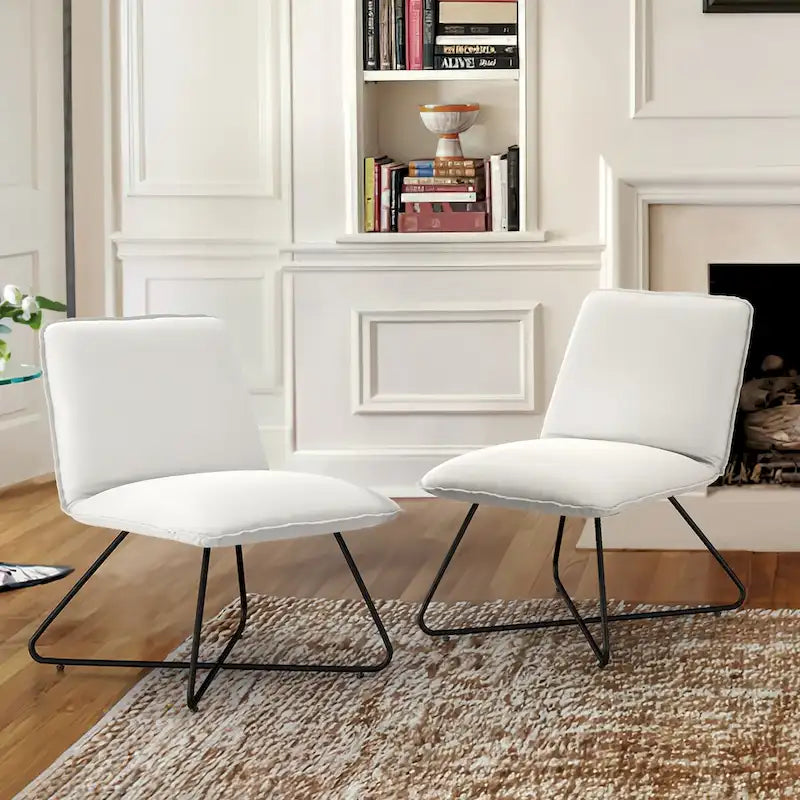 Fauteuil d'appoint style milieu du siècle en similicuir avec dossier réglable, lot de 2 - 80 cm (H) x 56 cm (L) x 60 cm (P)-37