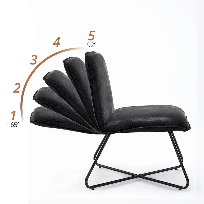 Fauteuil d'appoint style milieu du siècle en similicuir avec dossier réglable, lot de 2 - 80 cm (H) x 56 cm (L) x 60 cm (P)-2