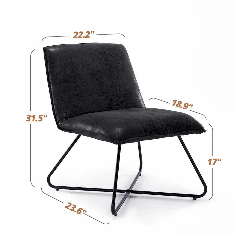 Fauteuil d'appoint style milieu du siècle en similicuir avec dossier réglable, lot de 2 - 80 cm (H) x 56 cm (L) x 60 cm (P)-3