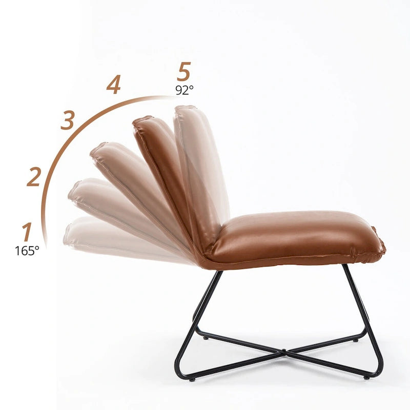 Fauteuil d'appoint style milieu du siècle en similicuir avec dossier réglable, lot de 2 - 80 cm (H) x 56 cm (L) x 60 cm (P)-12