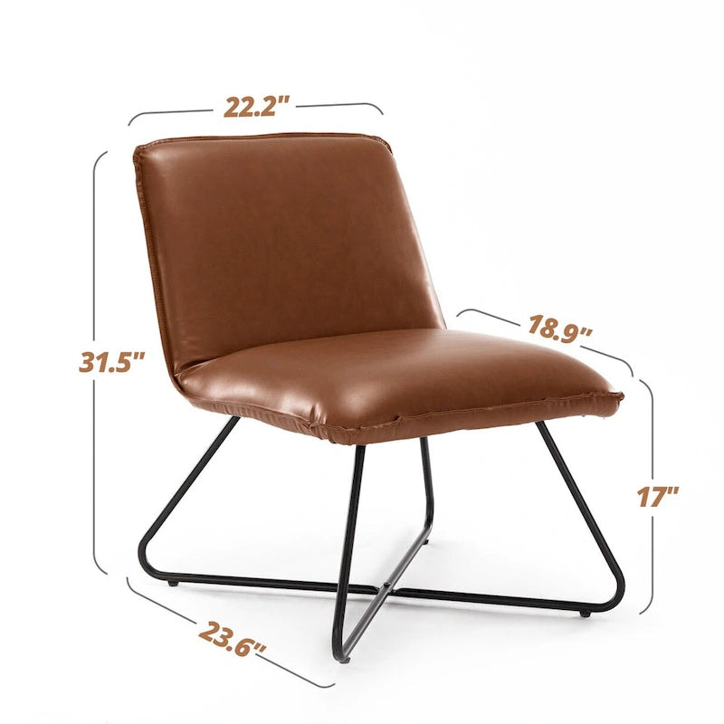 Fauteuil d'appoint style milieu du siècle en similicuir avec dossier réglable, lot de 2 - 80 cm (H) x 56 cm (L) x 60 cm (P)-13