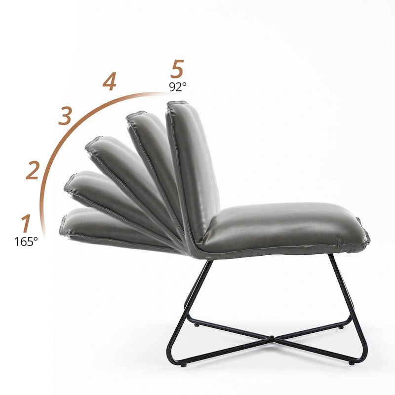 Fauteuil d'appoint style milieu du siècle en similicuir avec dossier réglable, lot de 2 - 80 cm (H) x 56 cm (L) x 60 cm (P)-16