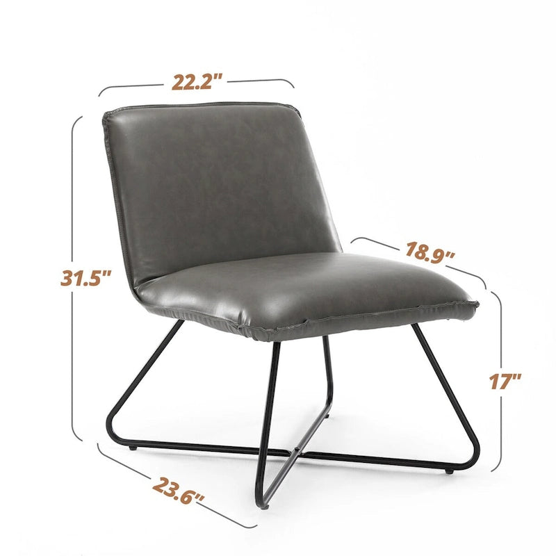 Fauteuil d'appoint style milieu du siècle en similicuir avec dossier réglable, lot de 2 - 80 cm (H) x 56 cm (L) x 60 cm (P)-17