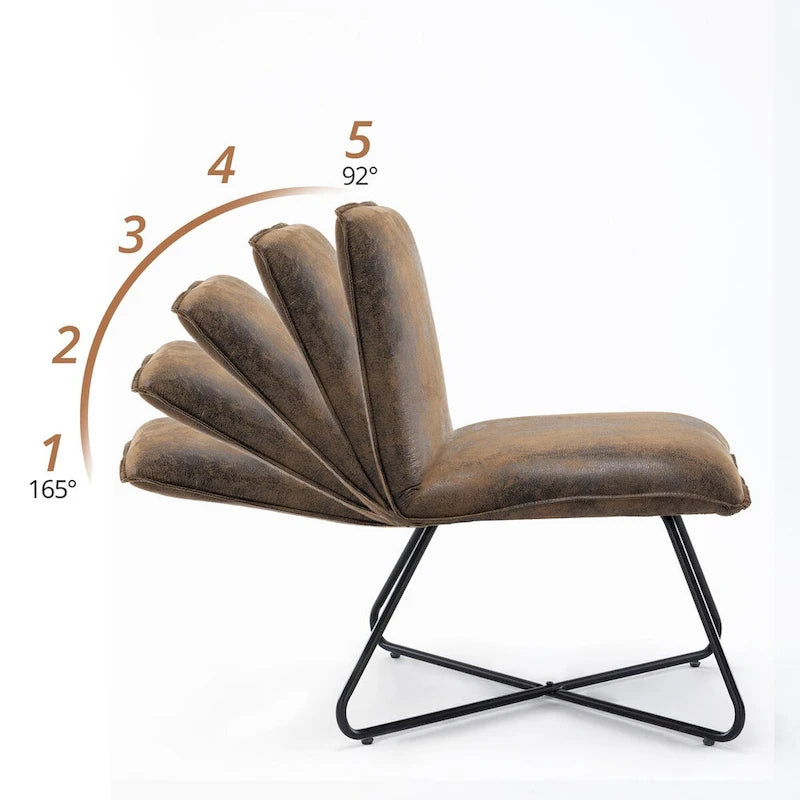 Fauteuil d'appoint style milieu du siècle en similicuir avec dossier réglable, lot de 2 - 80 cm (H) x 56 cm (L) x 60 cm (P)-21
