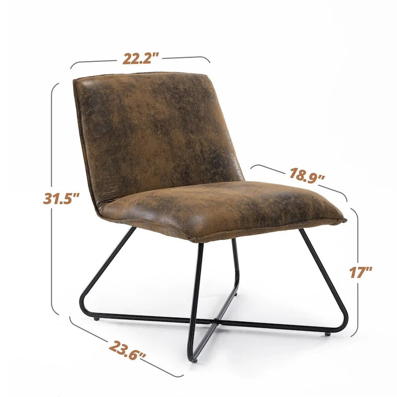 Fauteuil d'appoint style milieu du siècle en similicuir avec dossier réglable, lot de 2 - 80 cm (H) x 56 cm (L) x 60 cm (P)-22