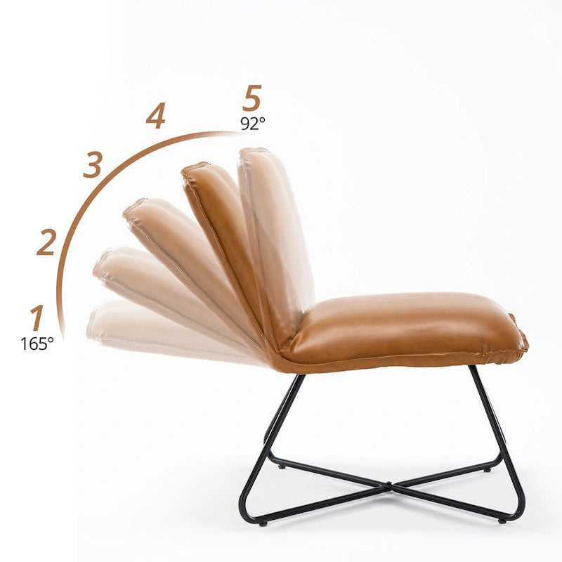 Fauteuil d'appoint style milieu du siècle en similicuir avec dossier réglable, lot de 2 - 80 cm (H) x 56 cm (L) x 60 cm (P)-26