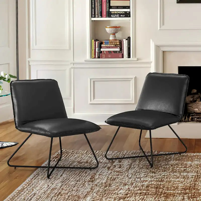 Fauteuil d'appoint style milieu du siècle en similicuir avec dossier réglable, lot de 2 - 80 cm (H) x 56 cm (L) x 60 cm (P)-30