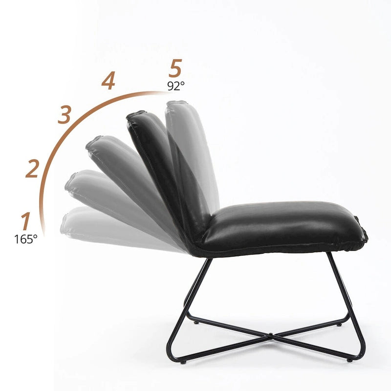 Fauteuil d'appoint style milieu du siècle en similicuir avec dossier réglable, lot de 2 - 80 cm (H) x 56 cm (L) x 60 cm (P)-31