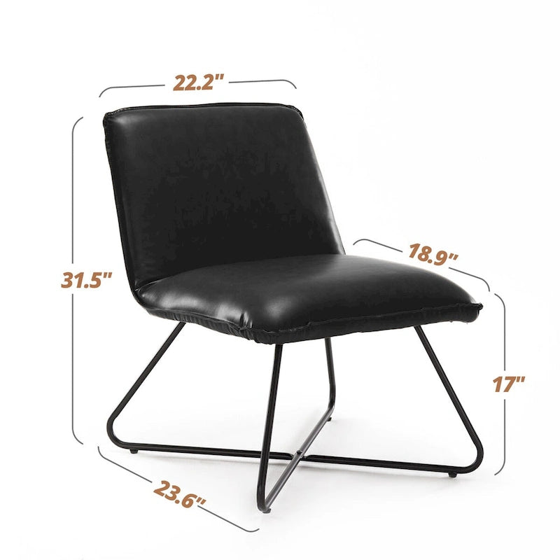 Fauteuil d'appoint style milieu du siècle en similicuir avec dossier réglable, lot de 2 - 80 cm (H) x 56 cm (L) x 60 cm (P)-32