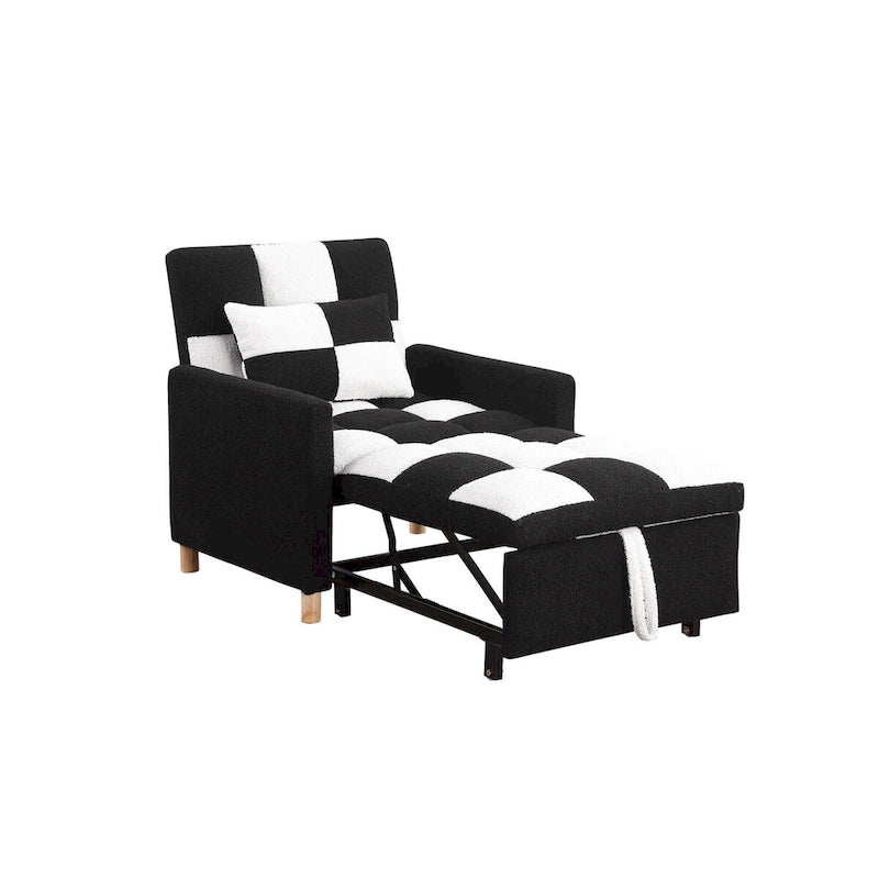 Fauteuil-lit convertible 3 en 1, canapé simple (noir et blanc)