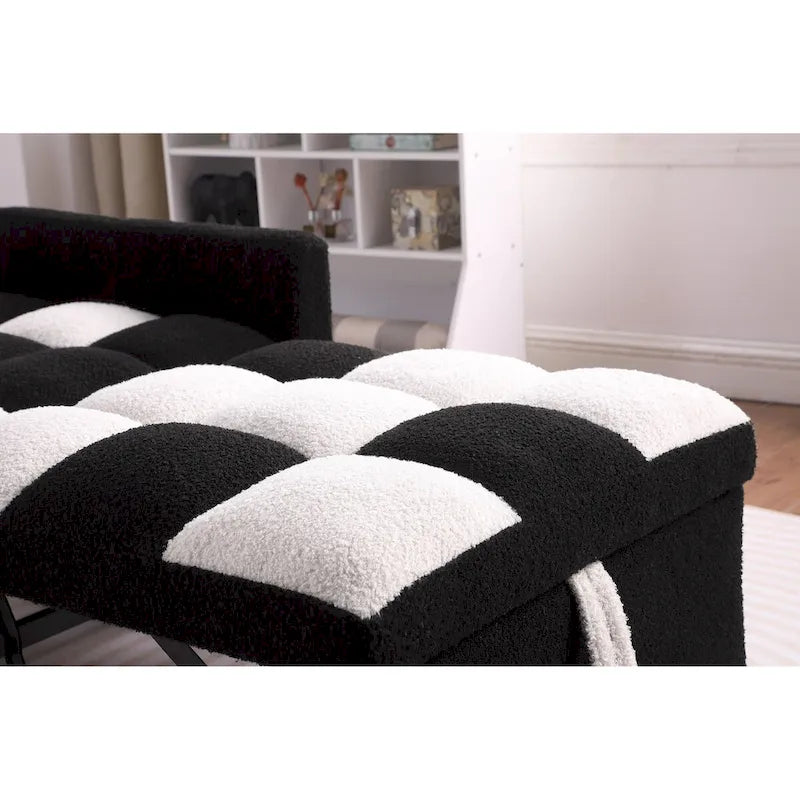 Fauteuil-lit convertible 3 en 1, canapé simple (noir et blanc)-3