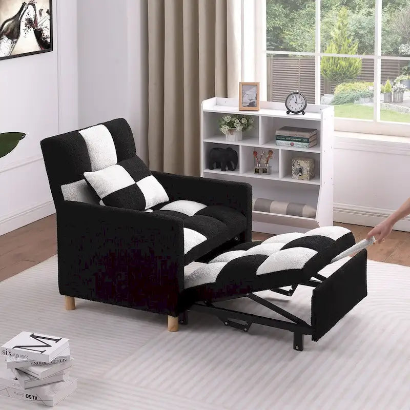 Fauteuil-lit convertible 3 en 1, canapé simple (noir et blanc)-6