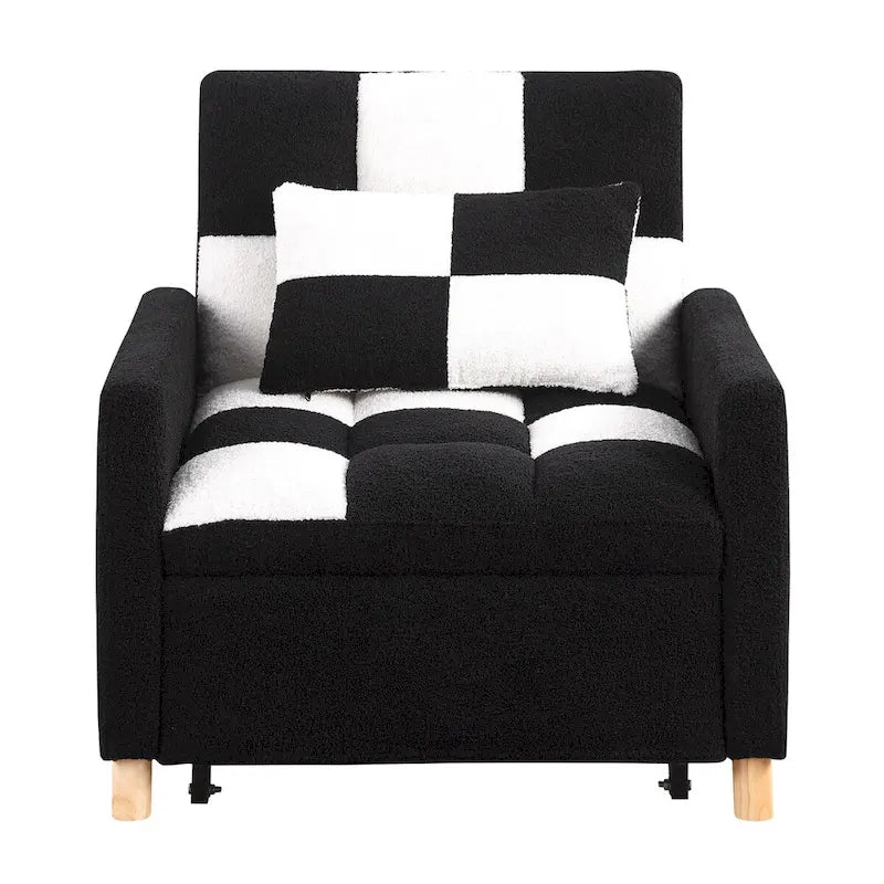 Fauteuil-lit convertible 3 en 1, canapé simple (noir et blanc)-9