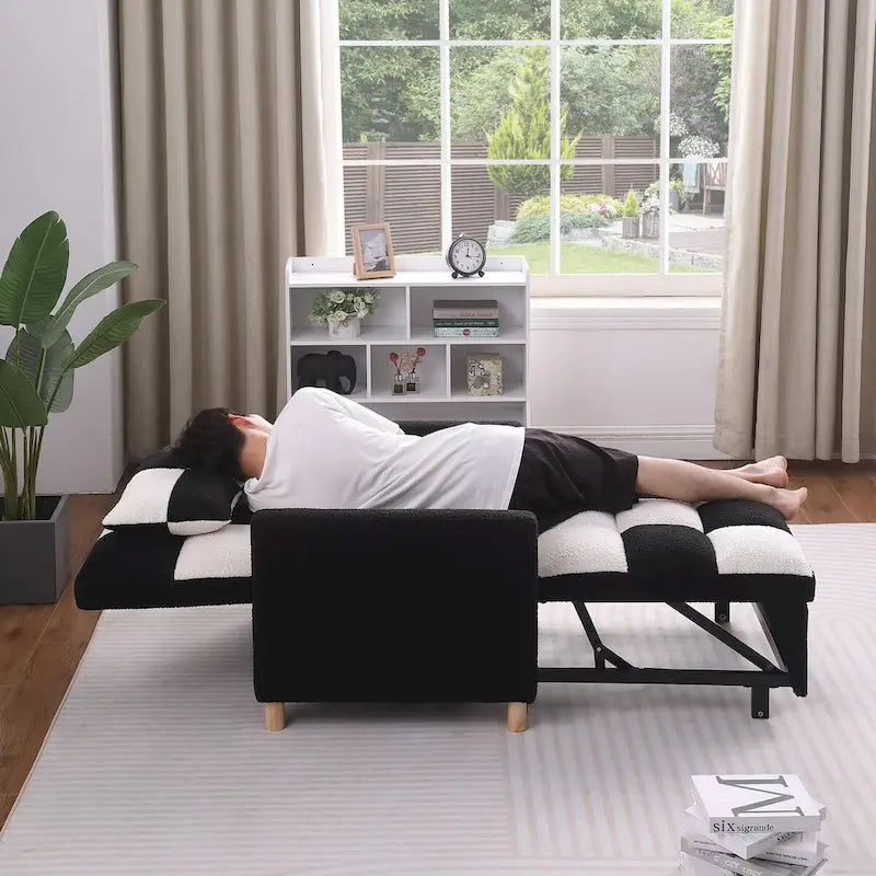 Fauteuil-lit convertible 3 en 1, canapé simple (noir et blanc)-10