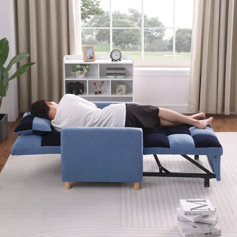 Fauteuil-lit convertible 3 en 1, canapé simple (noir et blanc)-14