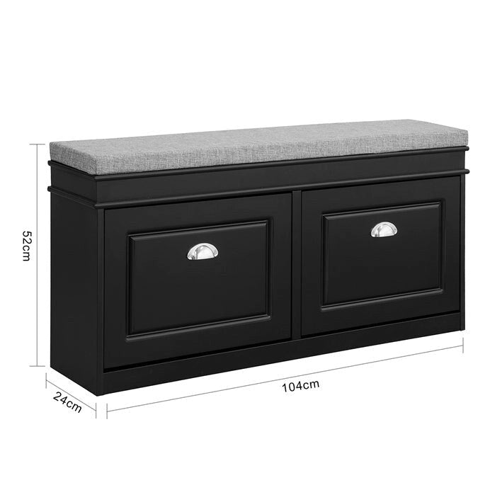 SoBuy FSR64-SCH, Banc à chaussures de couloir avec tiroir rabattable-4