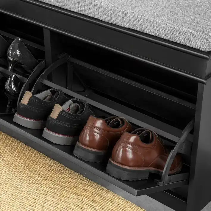 SoBuy FSR64-SCH, Banc à chaussures de couloir avec tiroir rabattable-5