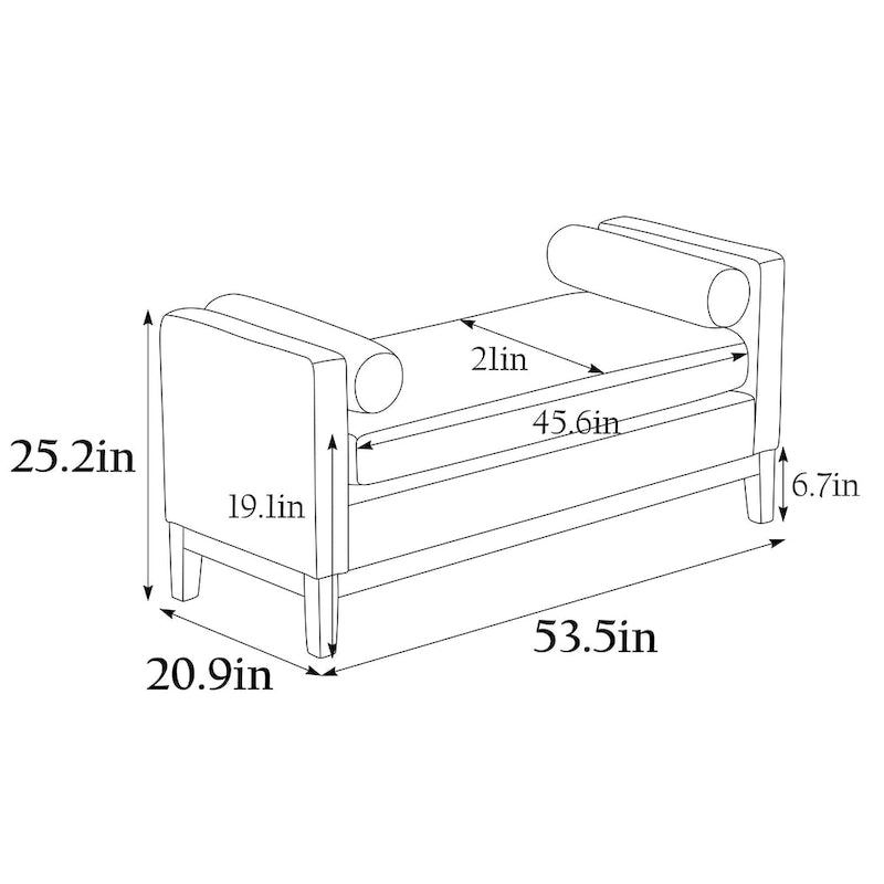 Banc rembourré avec pieds en bois-6