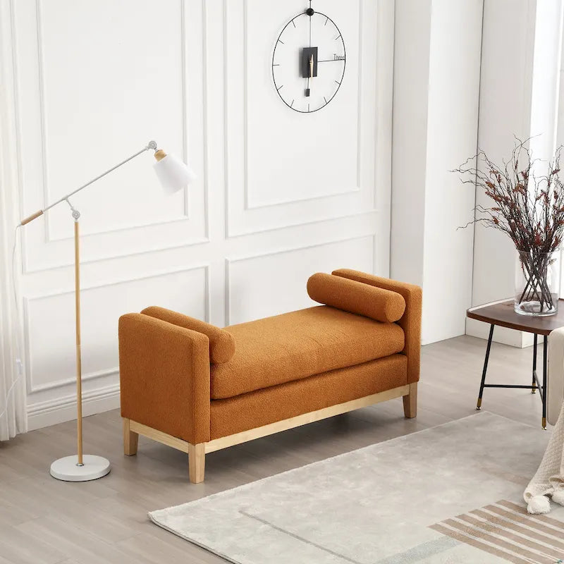 Banc rembourré avec pieds en bois-14