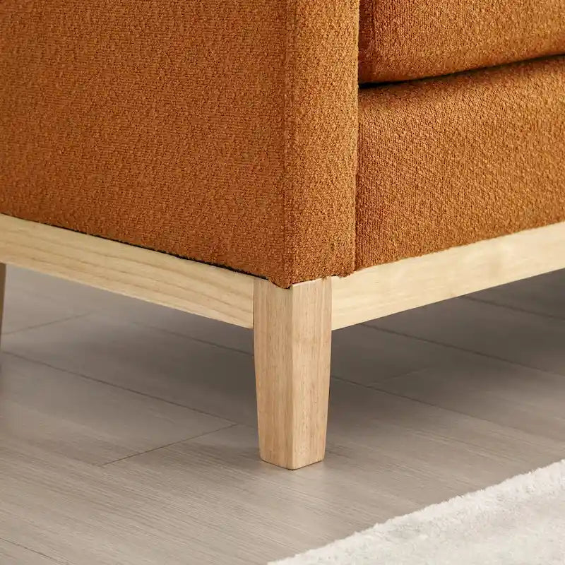 Banc rembourré avec pieds en bois-15