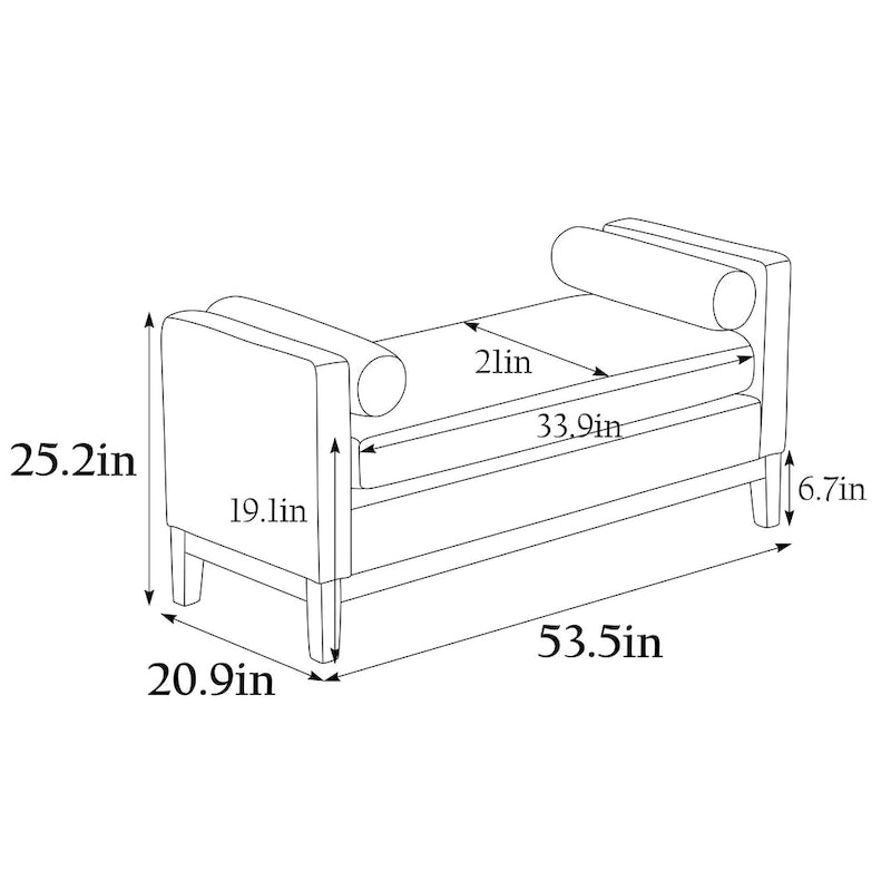 Banc rembourré avec pieds en bois-17