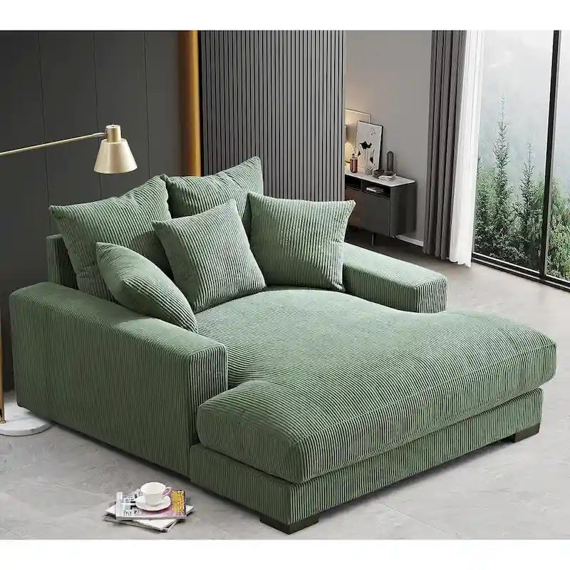 Canapé méridienne surdimensionné en velours côtelé doux de luxe US Pride Furniture pour salon et chambre