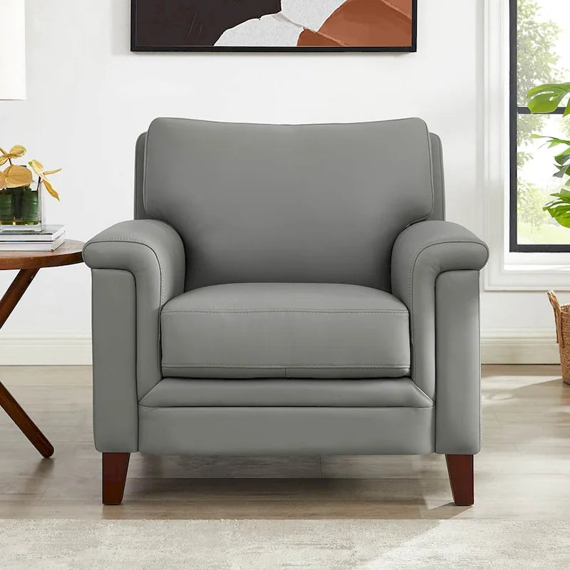 Fauteuil Hydeline Westcott en cuir pleine fleur avec mousse à mémoire de forme et ressorts-17