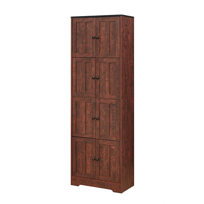 Armoire de rangement haute à 8 portes et 4 étagères, meuble de rangement mural pour salon, cuisine, bureau, chambre, salle de bain-5