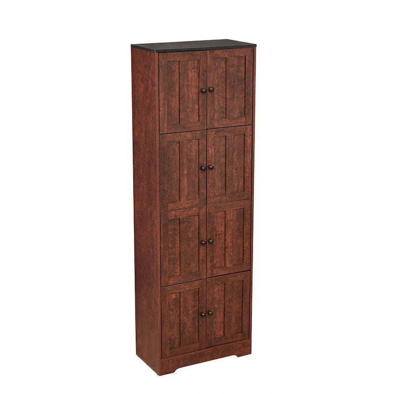 Armoire de rangement haute à 8 portes et 4 étagères, meuble de rangement mural pour salon, cuisine, bureau, chambre, salle de bain-7