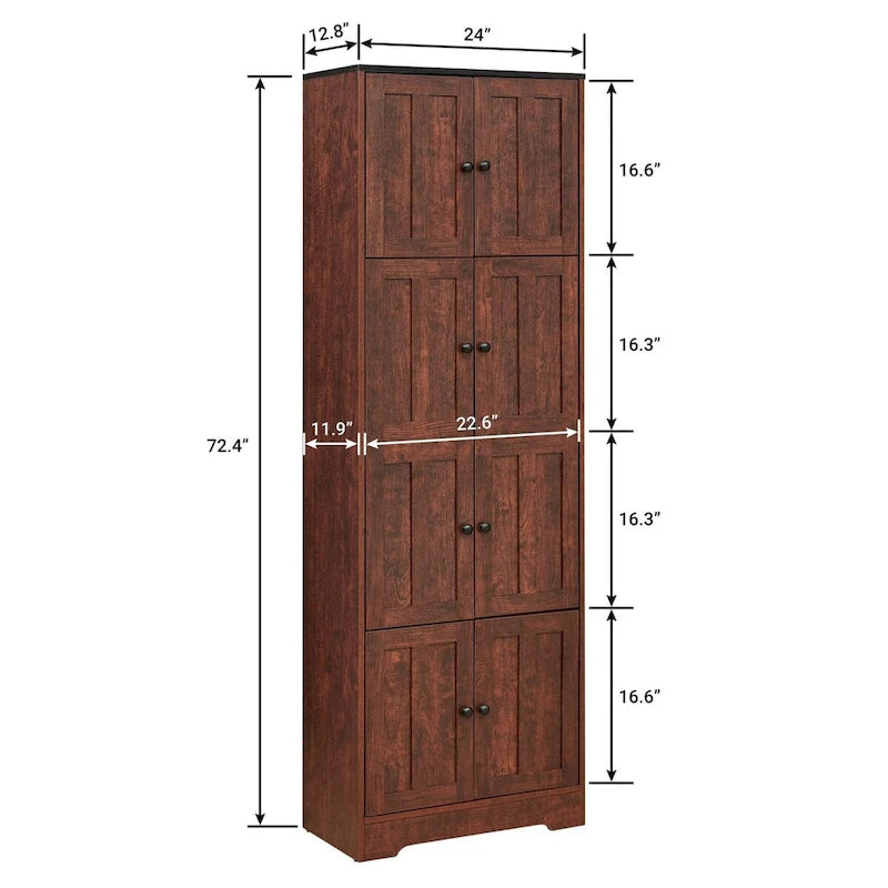 Armoire de rangement haute à 8 portes et 4 étagères, meuble de rangement mural pour salon, cuisine, bureau, chambre, salle de bain-8