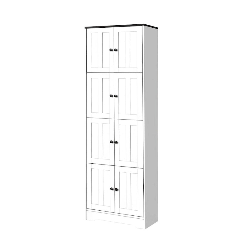 Armoire de rangement haute à 8 portes et 4 étagères, meuble de rangement mural pour salon, cuisine, bureau, chambre, salle de bain-15