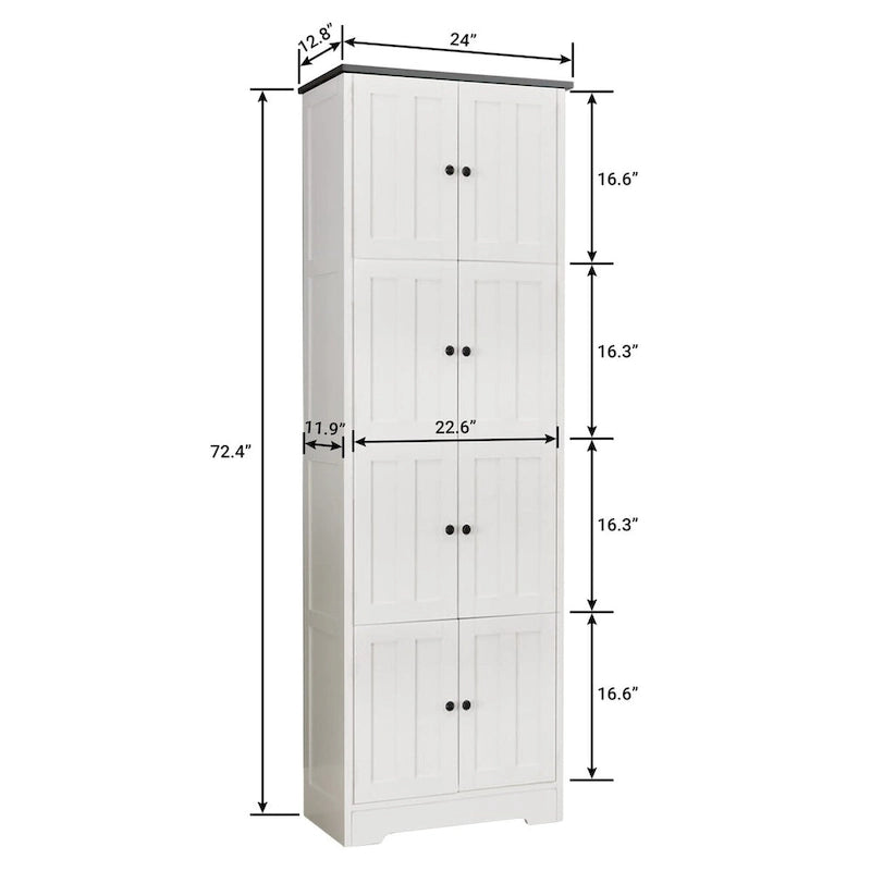 Armoire de rangement haute à 8 portes et 4 étagères, meuble de rangement mural pour salon, cuisine, bureau, chambre, salle de bain-17