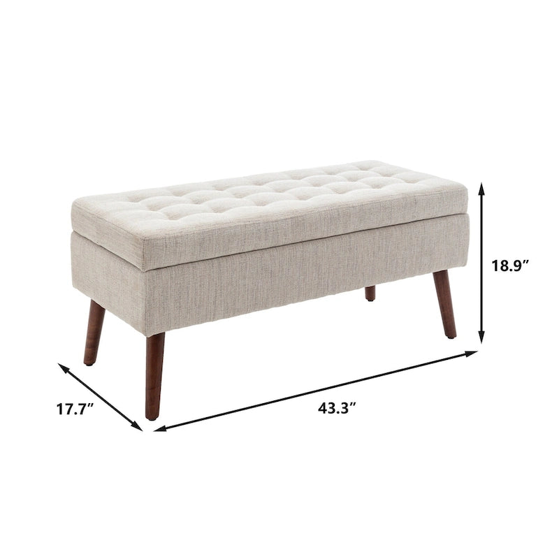 Banc de lit en lin avec rangement-6