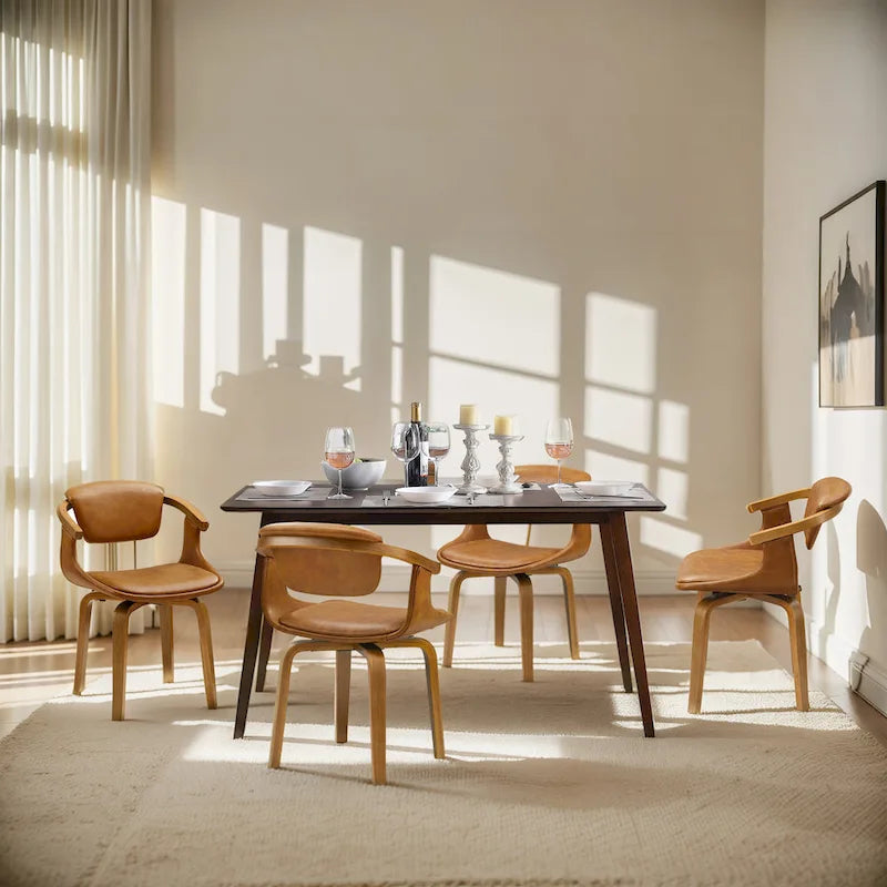 Ensemble de 4 chaises pivotantes Art Leon en bois et similicuir